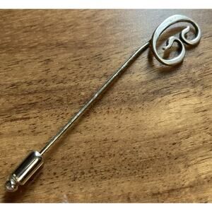 Vtg Sterling Silver Hat Scarf Stick Pin Brooch Beau Letter B Simplistic Classy